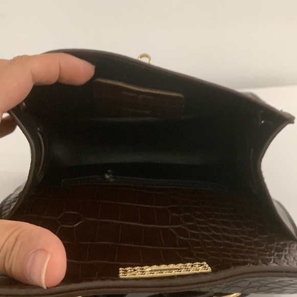 Brown NWT Crocodile Embossed Satchel Bag - Picture 12 of 17